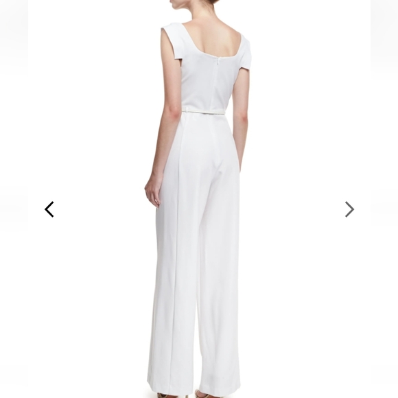 BLACK HALO☆ Cap- Sleeve Belted wide-leg Jumpsuit - Picture 3 of 14